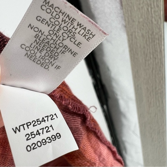 J. Jill Top Women’s Ombré Pink Orange Flannel Plaid Button Up Long Sleeves Tunic - Picture 7 of 10